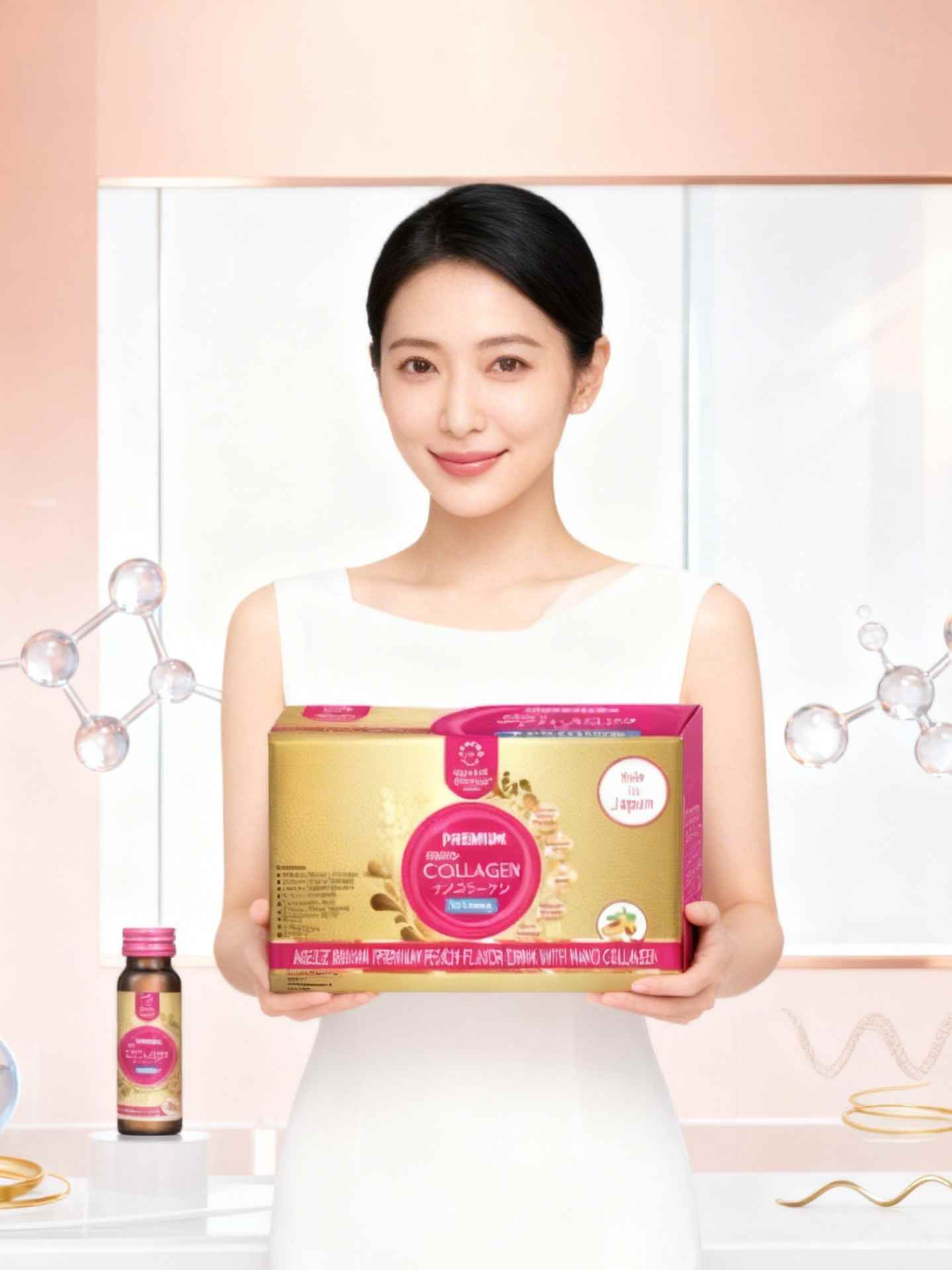 Premium Peach Flavor Drink With Nano Collagen 2 Murah